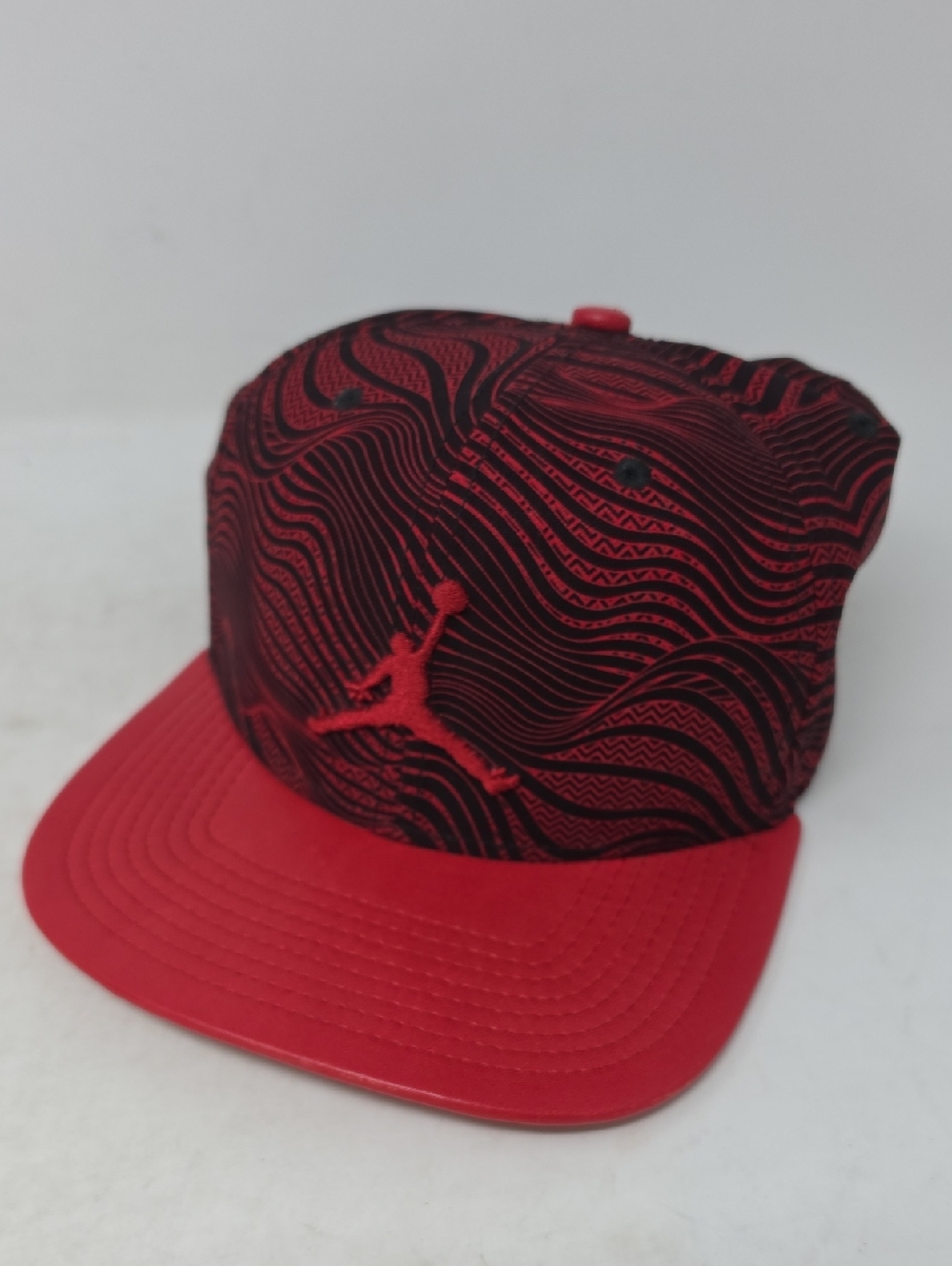 Jordan Black and Red Wavy Jumpman Snapback One Size